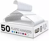 Utopia Home 50er-Pack Kunststoffbügel Platzsparende, langlebige Bügel mit Schulterrillen, weiß