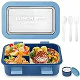 Huifoo Brotdose Set,1250ml Lunchbox mit Fächern Kinder,Erwachsene,Lunch Box Frühstücksdose,Frühstücksbox Vesperdose,Brotzeitbox Brotbox,Essensbox Jausenbox,Brotbüchse Vesperbox mit Besteck