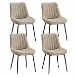 COLAMY Samt Esszimmerstühle 4er Set – Gepolsterte Stühle für Esszimmer & Küche mit Metallbeinen, Dickem Sitzpolster & Rutschfesten Füßen, Khaki