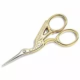 Prym 611445 Stickschere Storch 9 cm – Goldfarbene Handarbeitsschere mit feiner Spitze – präzise Faden- & Stoffschere – vergoldet, im edlen Design – ideal für Näh- & Bastelprojekte