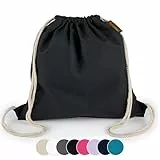Naturstube® Turnbeutel Baumwolle Schwarz (1 Stück, 38 x 42 cm) Oeko-TEX® zertifiziert | Stoffbeutel & Sportbeutel zum Bemalen | Jute Beutel für Festival | Damen, Herren & Kinder | Plastikfrei verpackt