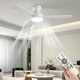 LXPWHR Deckenventilator mit Beleuchtung und Fernbedienung 107cm, Deckenventilator mit Licht Dimmbare LED, 3 Flügel, 6 Stufen, Leiser DC-Motor, Wendeflügel für Schlafzimmer und Wohnzimmer, Weiß