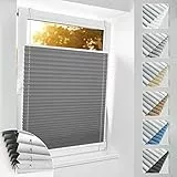 bobodeco Plissee ohne Bohren Verdunkelung Klemmfix, Grau 80x230 cm(BxH) Thermo Plissees 100% Verdunkelnd & lichtundurchlässig Plisseerollo, Sichtschutz und Sonnenschutz für Fenster & Tür