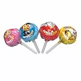 Paw Patrol Jumbopop Lollipop with Surprise Toys - Lutscher mit Erdbeer-, Orangen- und Colageschmack und Kaugummikern (4x16g) 64g