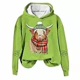 Generisch Hoodie Kapuzenpullover Herbst Winter 2026 Damen Kapuzenpullover mit Aufdruck und Langen Ärmeln (Green M)