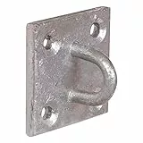 Merriway Wandöse auf Platte 50 x 40 mm, Verzinkter Stahl U-Bügel, Robuste Augplatte für Seile & Ketten, Wetterfeste Krampe zur Befestigung, Deckenhaken für Garten, Werkstatt & Boot