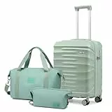 Sea choice Hartschalenkoffer Handgepäck 55x40x20cm Reisekoffer 100% ABS Trolley Kabine mit 1 Reisetasche und Kulturbeutel 360° Doppel Spinner Rollen & TSA Schloss