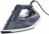 AEG Dampfbügeleisen, 2400 Watt, 160g Dampfstoß, 0-40g Dampf/Min., Restwärmeanzeige, Sicherheitsabschaltung, Selbstreinigungsfunktion, 1,95 m Kabel, Anti-Kalk System, Blauweiß, SI6-1-2MN