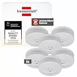 Brennenstuhl Rauchmelder Set, 6X RM C 9010 mit austauschbarer Batterie (geprüft nach EN 14604, durchdringendes Alarmsignal) weiß