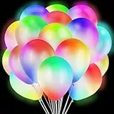 YOUYIKE 40 Weiße Led Ballons, 12 Zoll Leuchtende Luftballons, mit bunten Lichtern, Leuchtet Ballons im Dunkeln, für Party, Geburtstag, Hochzeit, Festival, Weihnachten, Karneval, Birthday Decorations