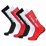 Lixada Fußballsocken Kinder Herren Stutzen Stutzenstrumpf,Unisex Outdoor-Sport-Laufsocken Kompressionsstretch-Socken Sportliche Fußball-Fußball-Socken Anti-Rutsch-Socken mit Griffen,6 Paar（39-46）