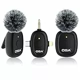 OSA 3 in 1 lavalier mikrofon für Kamera,IOS,Android,und Laptop, 2.4G Ultra Low Delay 8H Lange Arbeitszeit Ansteckmikrofon mit Rauschunterdrückung für Videoaufnahmen,Vlog,YouTube,TikTok