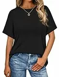 Wayleb Tshirt Damen Basic Sommer Lässig Tops Rundhalsausschnitt Gerollt Kurzarm Oversize Tee Shirts