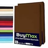 Buymax® Spannbettlaken 120x200cm Doppelpack 100% Baumwolle Spannbetttuch Bettlaken Jersey, Matratzenhöhe bis 25 cm, Farbe Schokobraun
