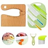 Goodchef Kindermesser 8-teiligs, Sicherheits Küchenmesser Set für Kinder ab 2 Jahren, Montessori Spielzeug, Kinder Küchenutensilien für Lernen & Spielen，geeignet zum Schenken (Krokodil Holzmesser)