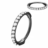 Artskin G23 Titan 16g 7mm Schwarz Nasenring Hoop hypoallergen nickelfrei Knorpelohrring Septum Clicker Ring Klappbarer Segmentring Lippenring Daith Helix Body Piercing