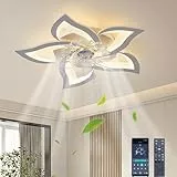 AiPaiTe Leise Deckenventilator mit Beleuchtung, Modern LED Dimmbar Deckenbeleuchtung mit Ventilator, Kreativer 5 Lichter Design Deckenventilator für Schlafzimmer Küche Esszimmer Lampen (Weiß, 69CM)