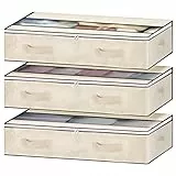 GoMaihe Unterbettkommode 3 Stück mit Verstärkten Griff und Sichtfenster, Unterbett Aufbewahrungsbox Faltbare Aufbewahrungstasche für Bettdecken Kleidung Kissen Decken Unterbett Aufbewahrung Organizer