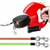 Doppelte Hundeleine Ausziehbar, Doppelleine für 2 Hunde, 300cm Rollleine Einziehbare Hundeleine, Einziehbare Hundeleine, Hundeleine mit Licht, Hundeseil nachts reflektierend, Ergonomischer Griff