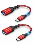 JSAUX Adapter USB C auf USB [2 Stücke], OTG USB Typ C Adapter Kabel kompatibel mit iPhone 16 Pro Max/15 Pro Max, iPad, MacBook Pro/Air, Galaxy S24/S23/S22 Ultra, Huawei P50-Rot