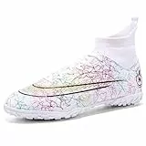 Biayphyne Fussballschuhe Kunstrasen Herren Hallenschuhe Fussball Turf Fußballschuhe Für Jungen Indoor AG FG TF Trainingsschuhe Outdoor (068 Weiß TF 38)