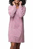 greenjama Damen Sleepshirt Ringel, GOTS-Zertifiziert Nachthemd, Grape, 42