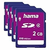 Hama Speicherkarte SD 2GB (SD-2.0 Standard, Class 4, Datensicherheit Dank mechanischem Schreibschutz, Beschriftungsfeld), 4er Pack