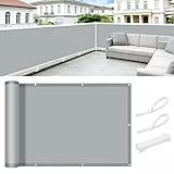 COOL AREA Balkon Sichtschutz Balkonumspannungen PES Wasserdicht wetterfester mit Kabelbinder, 75x100cm, Grau(Benutzerdefinierte)
