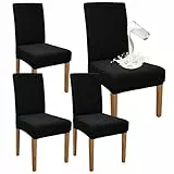 Granbest Premium Wasserdicht Esszimmer Stuhl Abdeckungen Satz Von 4, Stretch Hohen Zurück Stuhlhussen Slipcover Für Esszimmer, Abnehmbaren Stuhl Schutz Für Bankett, Küche, Party (4er Set, Schwarz)