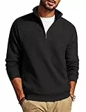 PJ PAUL JONES Herren Pullover Winter Arbeitspullover Half Zip Arbeitspullover Stehkragen Schwarz L