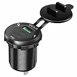 Offgridtec Kfz-Ladeadapter, Triple-USB-Steckdose 12V/24V mit 2 USB-C- & 1 USB-A-Port (je 18W), Schutzhülle, Aluminiumgehäuse, IP66 Wasser- und Staubschutz, Universell für Autos, LKW, Off-Grid-Systeme
