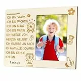 MONCAP Einschulung Geschenk Schulanfang Bilderrahmen Schulkind Ermutigung Geschenk Einschulungsgeschenk Positive Mutmacher Holz Fotorahmen für Schultüte Füllung Schuleinführung Kinder Mädchen Jungen