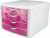 helit H6129626 - Schubladenbox, „the chameleon“, 4 Schübe, weiß/himbeer