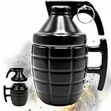 goldmiky Funny Granatentasse - Frühstückstasse für Cappuccino, Kaffee und Tee in Keramik - 300 ml - Tasse in Form Einer Granate mit Deckel - Original und lustige Geschenkidee (schwarz)