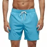 Arcweg Badehose für Herren mit Reißverschlusstasche Atmungsaktiv Wasserabweisend Badeshorts Männer Trainingsshorts Elastisch Verstellbar Mit Tunnelzug Meshfutter Hellblau M(EU)