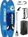 Cressi seit 1946 - Ultra Isup Set - Aufblasbares SUP Board für Erwachsene Große Stabilität Strapazierfähigkeit Komplett Zubehör Paddel Flosse Pumpe Leine Tasche - Blau_320x81x8 cm Max 130 kg