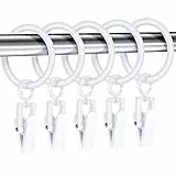30 Stücke Vorhangringe mit 30 Stück Vorhangclips Kunststoff Duschvorhangstange Clip Ringe Dekorativer Vorhangring mit Clip für Fenstervorhang, 30 mm (Weiß)