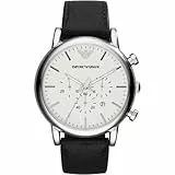 Emporio Armani Watch For Men, Chronograph Movement and 46mm Case Size with Stainless steel, Leather or Silicone strap Off-White und Silberton , 46MM