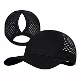 PivotWing Cap Damen Basecap Leicht Atmungsaktiv Sonnenschutz Kappe Damen Pferdeschwanz Weich Bequem Mode Laufmütze Polyester Outdoor Ponytail Hat Verstellbar für heißes Wetter, Schwarz 58