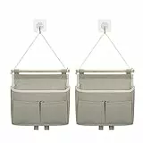 Jeesblsy Hängetasche Hängend Aufbewahrungstasche, Wand Hängender Hängeaufbewahrung Faltbares Leinen Stoff Körbe Wandorganizer Organizer für Home, Office, Diele, Bad, Kinderzimmer (Grau)