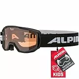 ALPINA PINEY - Beschlagfreie, Extrem Robuste & Bruchsichere Skibrille Mit 100% UV-Schutz Für Kinder, black, One Size