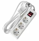 as - Schwabe 3-fach Steckdosenleiste weiß mit Flachstecker -2 m Kabel - Schalter & Kontrollleuchte - Mehrfachsteckdose Flacher Stecker - Steckdosen 45° gedreht - erhöhter Berührungsschutz, 11391