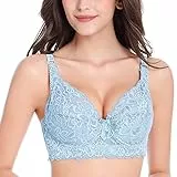 Klassische BHS Damen Ohne Bügel Push Up mit Verstellbarem Bustier Nahtloser Bra Bequem Große Brüste Unterwäsche für Alltag Yoga Trainings Schlaf Sport BH BH Ohne Bügel Baumwolle (Light Blue, 75B)