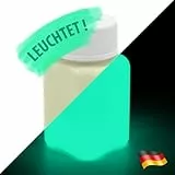 LUMENTICS Premium Leuchtfarbe GelbGrün 100g - Im Dunkeln leuchtende Malfarbe - Nachleuchtende UV Farbe mit Glow Effekt - Phosphoreszierend - Made in Germany