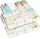 Homsorout Schrank Organizer Schubladen Organizer - 15 Stück Faltbare Aufbewahrungsbox Stoff, Unterwäsche Organizer Kleiderschrank für Kleidung, Socken, Weiß
