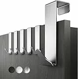 Menz Premium Türhaken zum Einhängen, 6er Set - Edelstahl Kleiderhaken Tür, formstabile Haken zum Einhängen, Türgarderobe mit hoher Tragkraft, durchdachte Türhakenleiste, universell einsetzbar