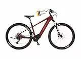 Fischer E-Mountainbike MONTIS 7.0i Elektrofahrrad für Damen und Herren, RH 43 cm, Mittelmotor 70 Nm, 36 V Akku, Purpurrot, 43cm-630Wh