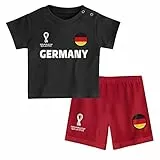 FIFA Unisex Kinder Offizielles World Cup 2022 Tee & Short Set-Deutschland-Away Country, schwarz/red, 24 Monate