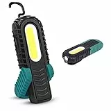 AuRiver LED Arbeitsleuchte, Portable Wiederaufladbare Taschenlampe Workshop Lampe COB Inspektionsleuchten mit Haken und magnetischen Base für Auto Reparatur, Garage, Camping, Notfallgebrauch (Grün)