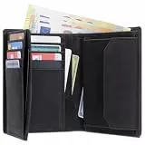KORUTA Leder Geldbörse Herren mit RFID Schutz I Portemonnaie Groß mit Münzfach I 13 Fächer I Echtleder Geldbeutel für Männer I Brieftasche Wallet Portmonee Schwarz (Hunter)